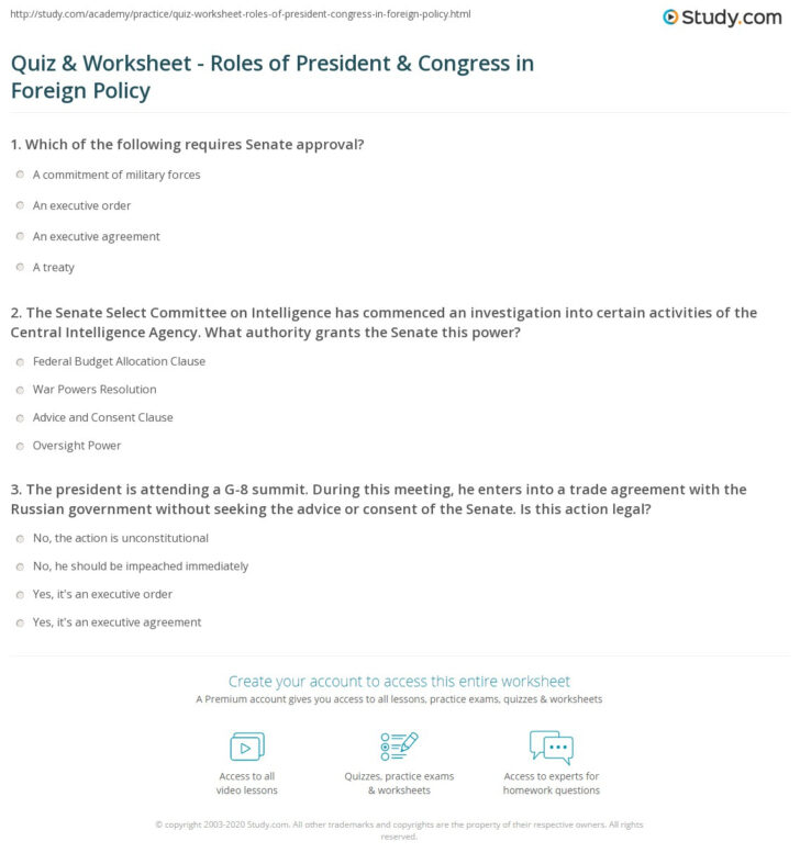 The Presidency In Action Worksheet Answers