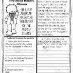 Reading Comprehension For Black History Month: President Barack For President Biography Worksheet