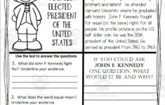 Reading Comprehension For Presidents' Day: President John F. Kennedy throughout Presidents Day Reading Comprehension Worksheets