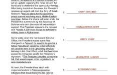 Roles Of The President | A Day In The Life Of The President Of The United  States for Roles Of The President Worksheet Answer Key