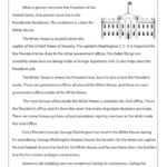 The Presidential Residence: White House Worksheet Within Washington's Presidency Worksheet