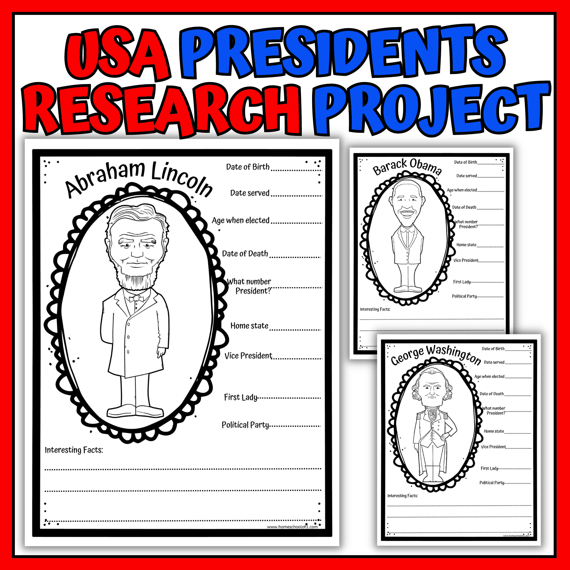 U.s. Presidents Research Worksheets (All 45 Presidents) with regard to President Worksheets For Kindergarten