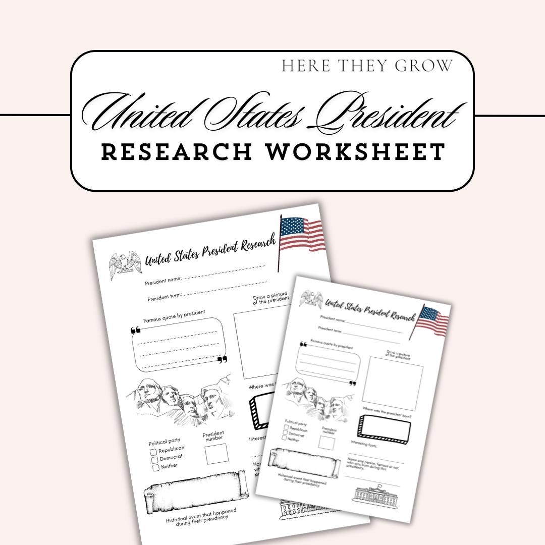 Us Presidents Research Worksheet: Printable History Activity (Pdf in All The President&amp;#039;S Men And Women Worksheet