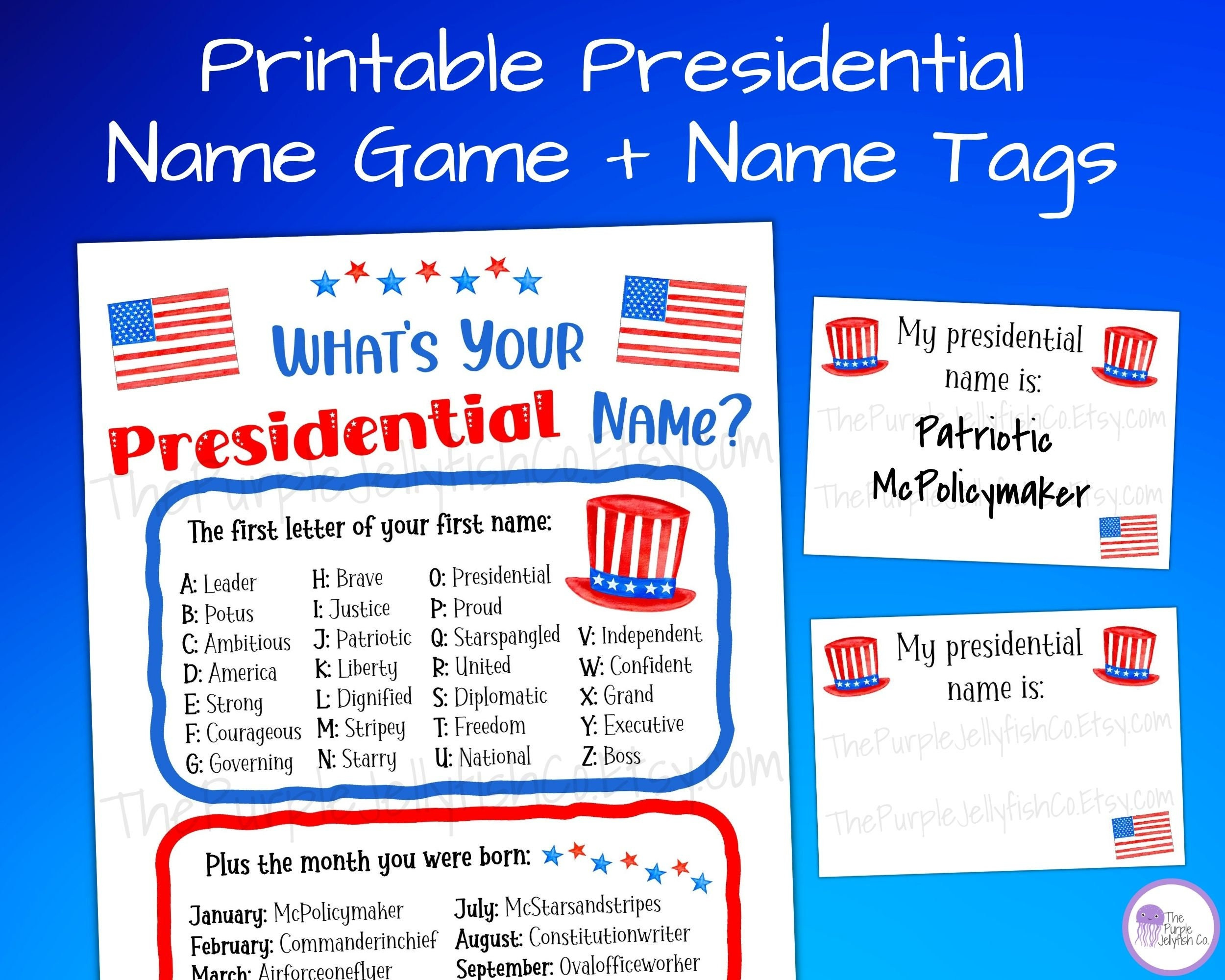 Was Ist Ihr Präsidentschafts-Namensspiel, 4. Juli Party-Spiel Zum regarding Name That President Worksheet