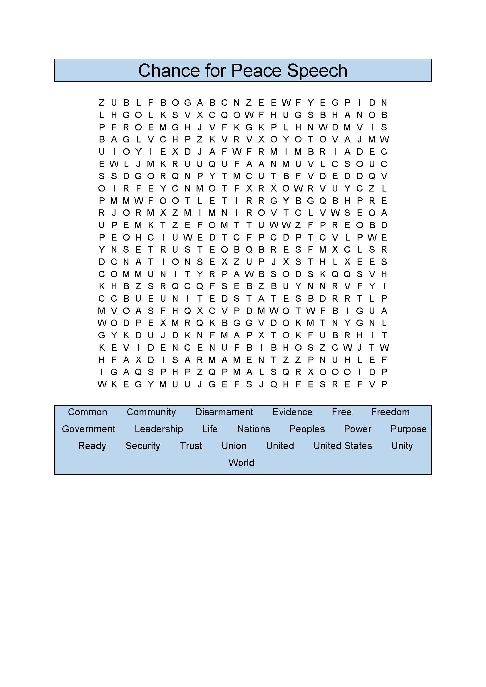 Word Puzzles | Eisenhower Presidential Library throughout President Eisenhower And The Chance For Peace Worksheet Answers