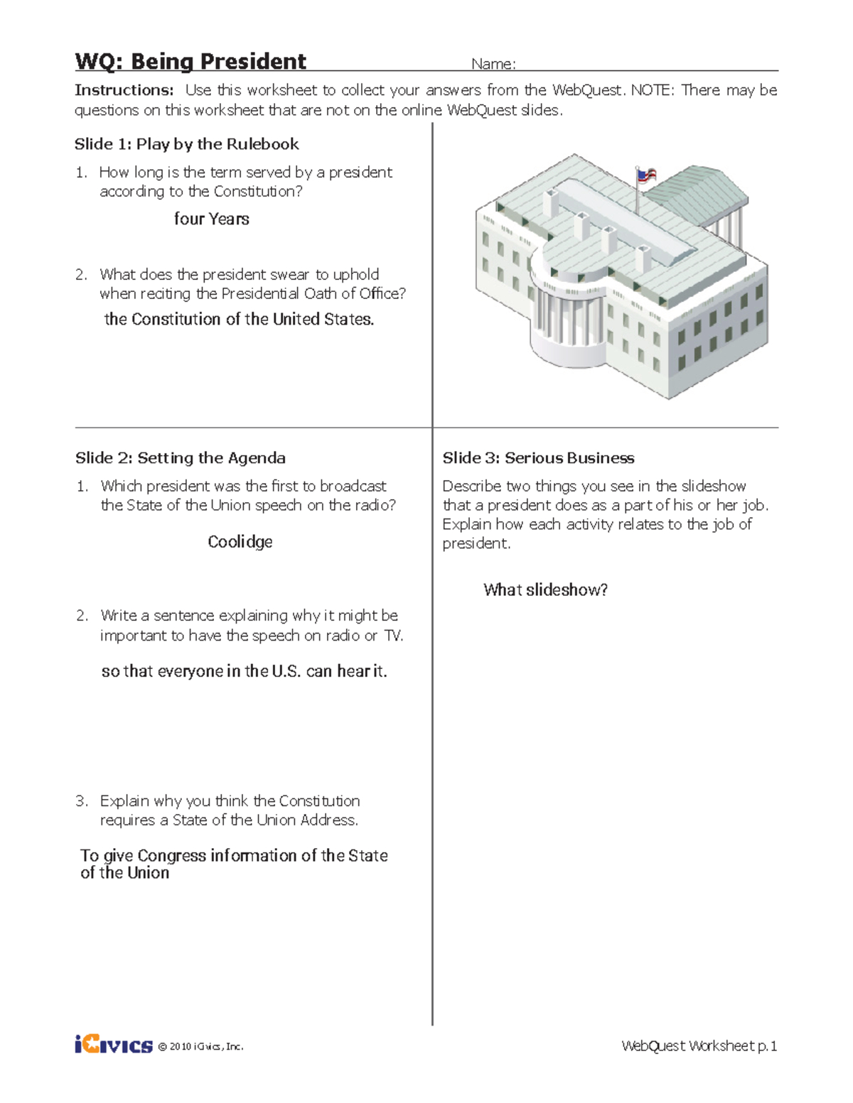 Wq Worksheet: Understanding The Role Of The President - Studocu for WQ Being President Worksheet